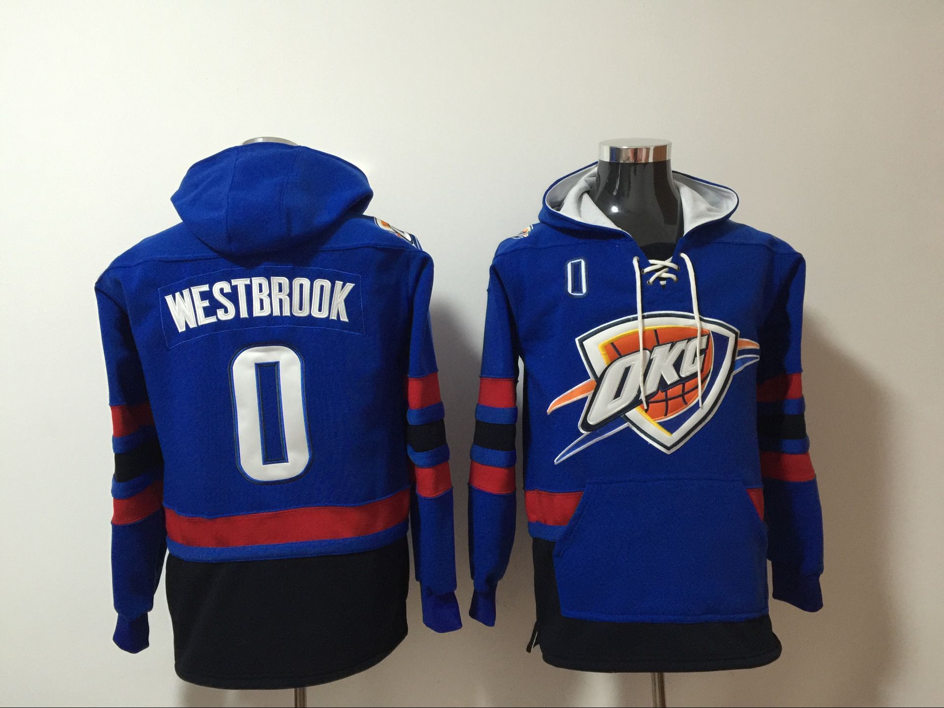 Men 2017 NBA Oklahoma City Thunder #0 Russell Westbrook blue Hoodie->youth nhl jersey->Youth Jersey